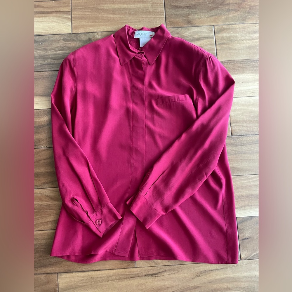 Vintage MONDI Silk Blouse w/ Shoulder Pads